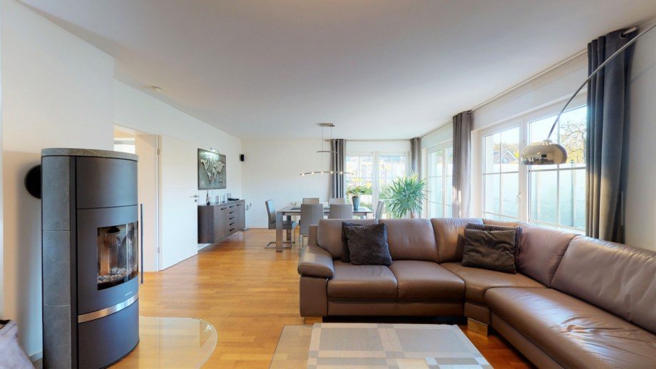 Wohnbereich mit Kamin Einfamilienhaus Potsdam