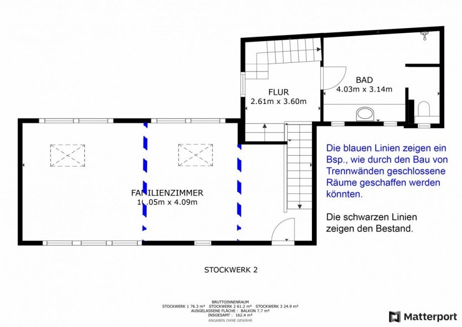 1. OG Grundriss Etagenwohnung Potsdam