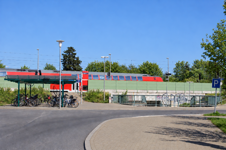 Bhf. Brieselang, Zug nach Berlin Wohngrundst�ck Brieselang