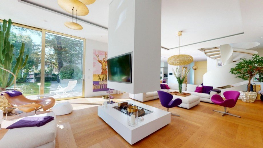 EG Wohnbereich mit Kamin Villa Berlin