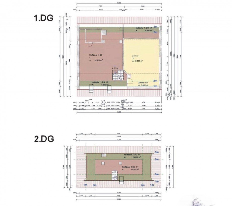 Grundriss DG1, DG2 Mehrfamilienhaus Nauen